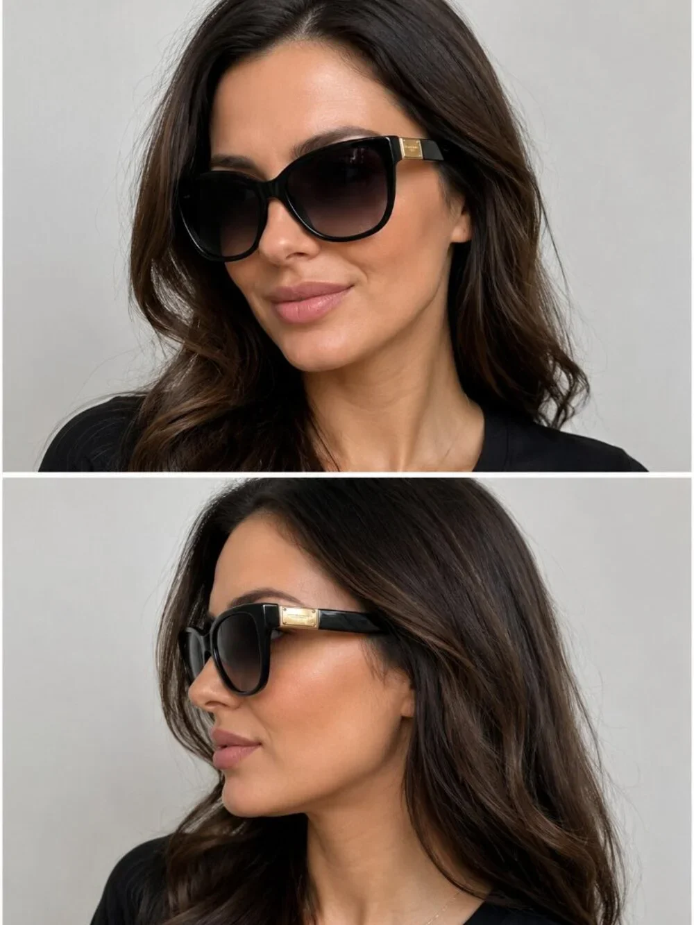 DOLCE & GABBANA DG4195 501/8G Black Grey 56/17-140 mm Gold Cat Eye Italy